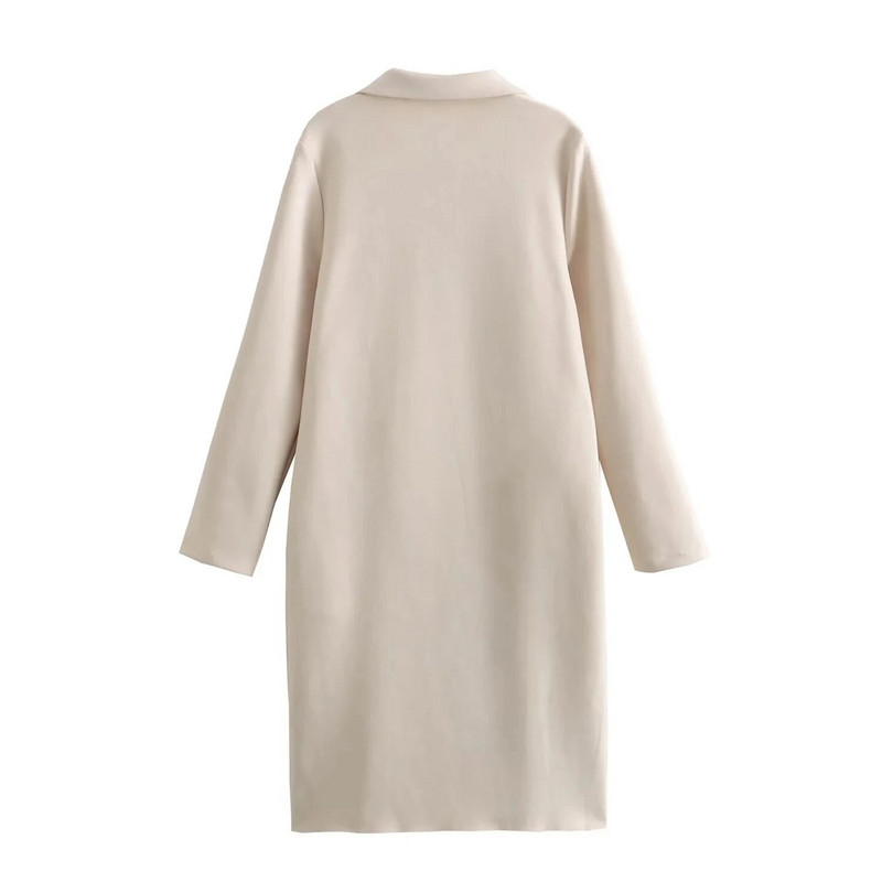 TRAF 2023 Dugi kaput od umjetne antilop kože Ženski kardigan dugih rukava Jesen Zima Bež crni kaput Ženski elegantni ženski kaput