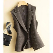 Costum guler vestă din tweed jachetă feminină toamnă și iarnă noua versiune coreeană a temperamentului modei bluză casual jachetă cal