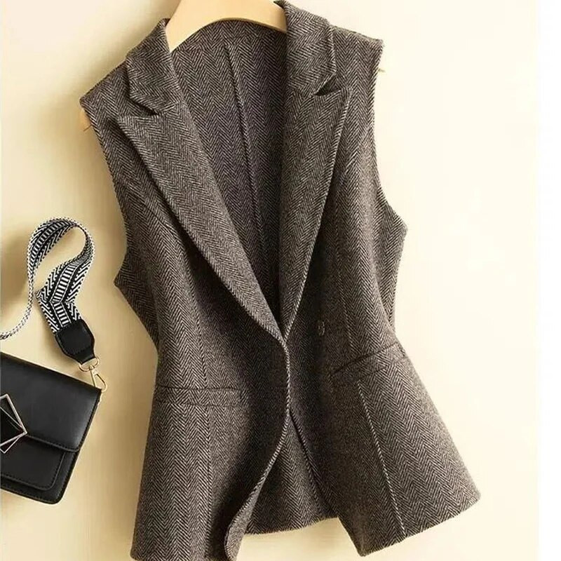 Öltöny gallér tweed mellény kabát női őszi és téli új koreai változata a divat temperamentum alkalmi blúz ló kabát