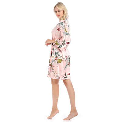 Robe de femeie cu imprimeu alb, halat de baie din satin de vară, ocazional, îmbrăcăminte de noapte pentru femei, rochie largi kimono, rochie de acasă