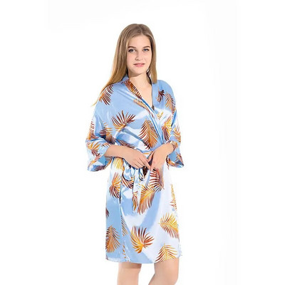 Robe de femeie cu imprimeu alb, halat de baie din satin de vară, ocazional, îmbrăcăminte de noapte pentru femei, rochie largi kimono, rochie de acasă