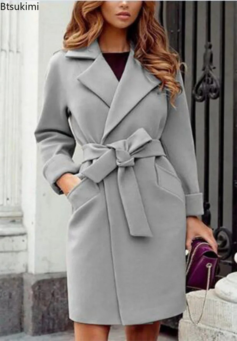 2023 Jachetă groasă și caldă pentru femei, amestecuri de lână, cu mâneci lungi, pardesiu subțire, elegant, coreeană, largi, pardesiu de iarnă, haine de iarnă pentru femei