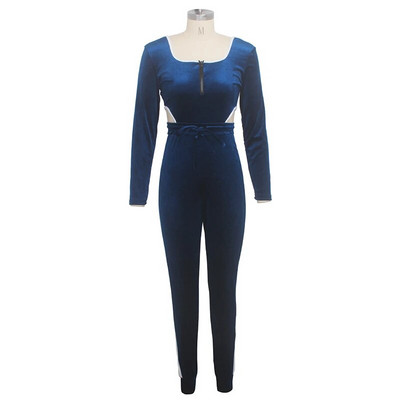 Salopetă de catifea sexy pentru femei Trening din catifea Pantaloni cu tunică scobiți Romper elegant pentru femeie ținută de petrecere pentru club de noapte toamnă iarnă