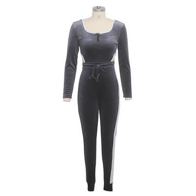 Salopetă de catifea sexy pentru femei Trening din catifea Pantaloni cu tunică scobiți Romper elegant pentru femeie ținută de petrecere pentru club de noapte toamnă iarnă