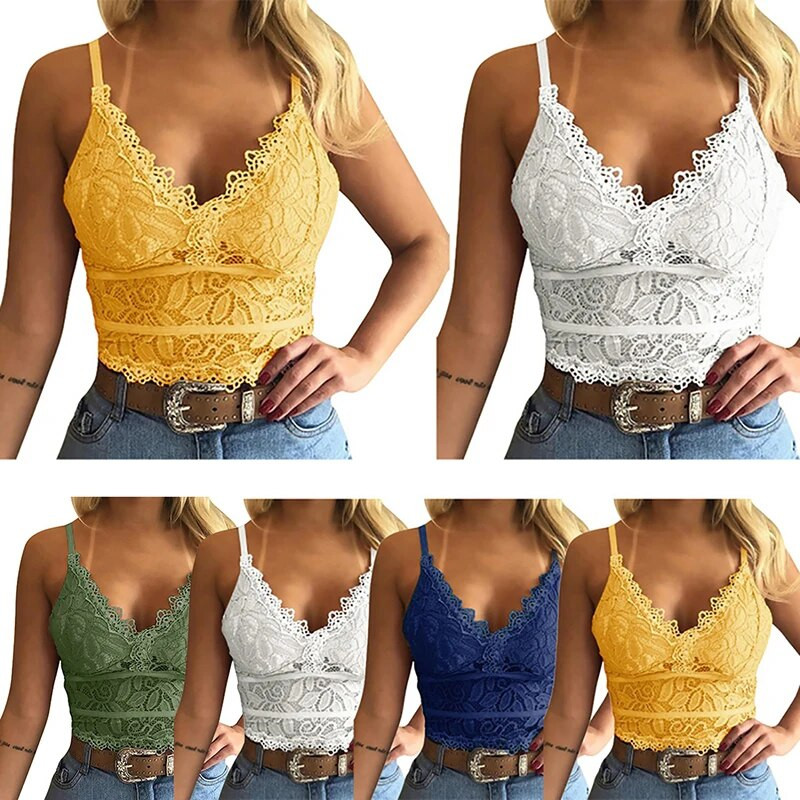 Čipkane cvjetne Y2K seksi majice s remenom Ženske majice bez rukava Jednobojne rebraste kratke majice V-izrez Ležerna majica Ženska izdubljena majica