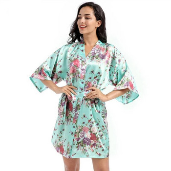 Нарциси Дамски флорален кимоно халат Сатенена булчинска рокля Булчински халати за шаферки Спално облекло Спа халати T21