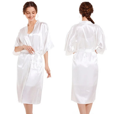Ženski kućni kućni ogrtač Ultra dugi kimono ogrtač od punog satena Kućna odjeća Ženska seksi spavaćica Kupatilo Salonske haljine