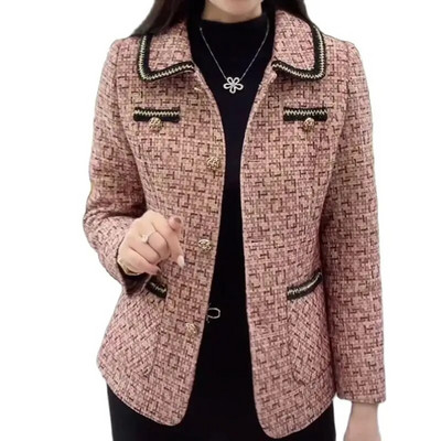 2023 Spring Autumn Korean Version Loose Woolen Coat Women`s New Fashion Age-Reducing Jacket Middle-Aged Mother Woolen Outerwear