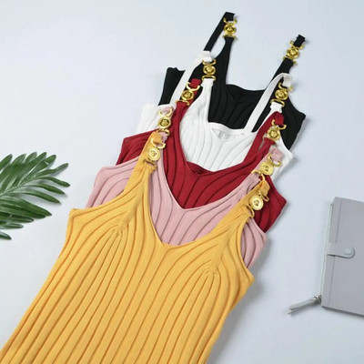 Γυναικείο γιλέκο μεταλλικό ντεκόρ με λαιμόκοψη V-λαιμόκοψη Αμάνικο καθημερινό ντύσιμο με λεπτή εφαρμογή ριγέ υφή Γυναικείο καλοκαιρινό φανελάκι Γυναικεία ρούχα