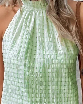 Y2K Ежедневна модна дамска блуза за 2023 Лято Нова ежедневна елегантна карирана шарка с изрязан потник Свеж и сладък базов