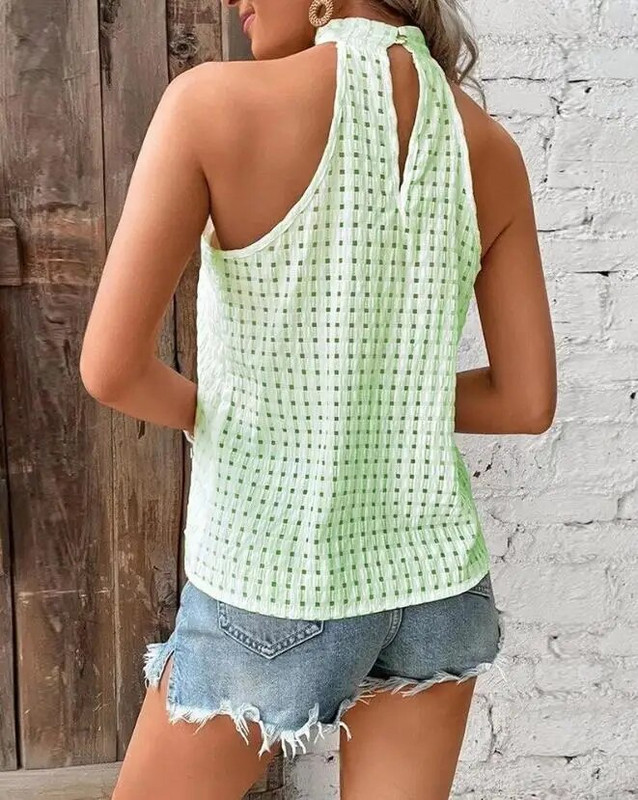 2000 m. kasdien keliaujant į darbą ir atgal, madinga palaidinė, 2023 m. vasara, nauja laisvalaikio elegantiška languoto rašto viršutinė dalis, šviežia ir miela