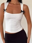 CHRONSTYLE moteriški sportbačiai, juodi lankeliai, berankoviai, vasarinė madinga maža liemenė, balta, apipjaustyta, 2024 m.