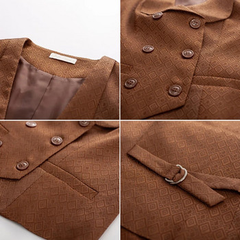 BP Γυναικείο παλτό με διπλό στήθος Vintage γιλέκο με λαιμόκοψη V-λαιμόκοψη Γιλέκο με στρίφωμα Vintage παλτό μέσης πέτο με 2 τσέπες