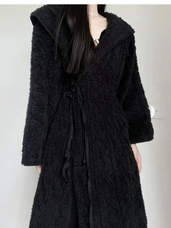 Ženski ženski kućni ogrtač od flisa, jednobojni ženski kućni ogrtač s kapuljačom, topli topli jacquard kimono, spavaćica na vezanje za žene
