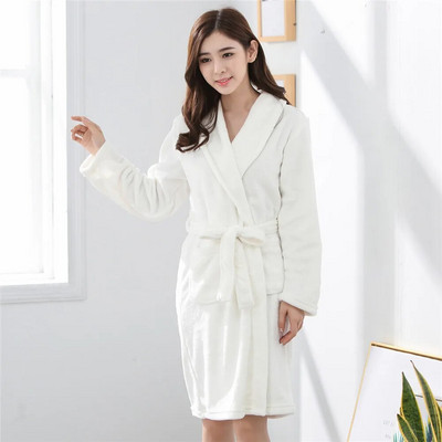 Imprimat alb-negru halat de femeie de vaca Îmbrăcăminte de acasă Lenjerie de noapte Kimono de culoare solidă Halat de baie Rochie de iarnă caldă pentru acasă