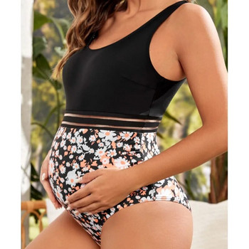 Νέο καλοκαιρινό μαγιό 2023 για έγκυες γυναίκες Σέξι χρώμα αντίθεσης Floral μαγιό εγκυμοσύνης Bather Premama Beachwear Tankinis