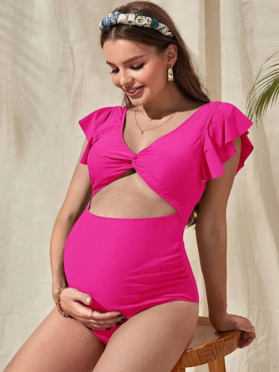 Kupaći kostim s rukavima i rukavima s prednjom kravatom Premama kupaći kostim s v-izrezom i izdubljenim kostimima za trudnice Bikini u stilu plaže