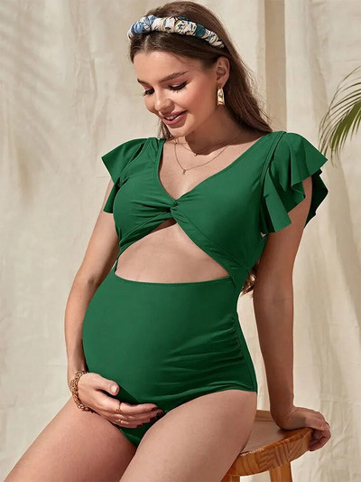Kupaći kostim s rukavima i rukavima s prednjom kravatom Premama kupaći kostim s v-izrezom i izdubljenim kostimima za trudnice Bikini u stilu plaže