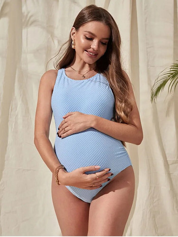 Летни секси бански костюми Premama Облекло за бременни Плажни едноцветни монокини Бански за бременни жени без гръб, къпещи се Танкини за бременност