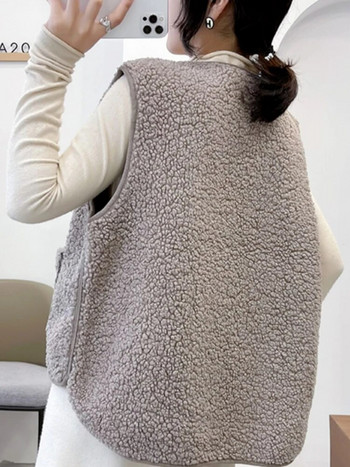 Γυναικείο γιλέκο 2023 Φθινόπωρο O λαιμό αμάνικο νέο σακάκι Κορεατικής μόδας Ζεστό βελούδινο μπουφάν Φαρδύ casual ταμπεραμέντο Γυναικεία ρούχα
