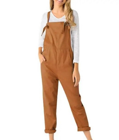 Madingi moteriški kombinezonai laisvalaikio laisvi vienspalviai didelio dydžio karinės sagties kombinezono kelnės