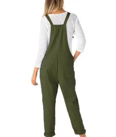 Madingi moteriški kombinezonai laisvalaikio laisvi vienspalviai didelio dydžio karinės sagties kombinezono kelnės