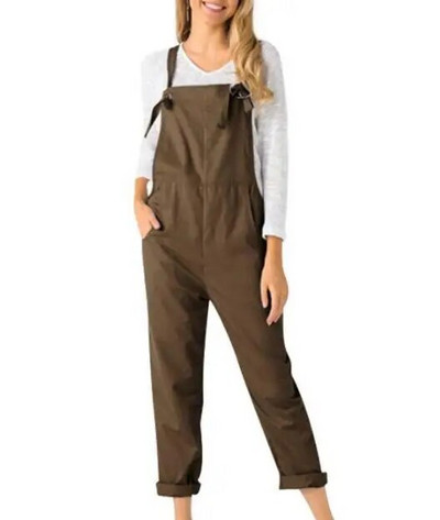 Madingi moteriški kombinezonai laisvalaikio laisvi vienspalviai didelio dydžio karinės sagties kombinezono kelnės