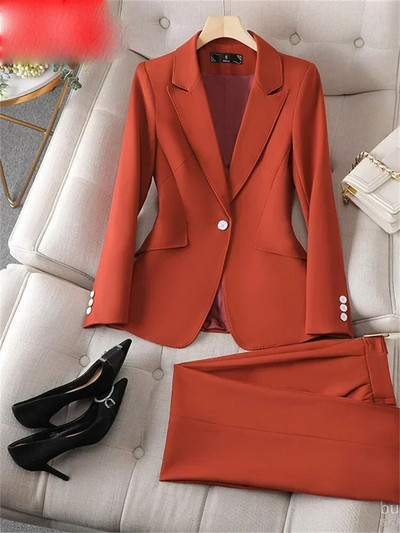 Yitimuceng biuro moteriški dviejų dalių komplektai Moteriški kostiumai 2023 m. Nauji vieno mygtuko atlenkiami apykaklės švarkai Laisvi laisvalaikio kelnių kostiumai