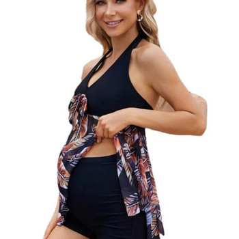 2023 Бикини Бански костюми Секси комплект бикини с мрежест принт Бански костюми за бременни жени Лятно плажно облекло Дрехи за бременни