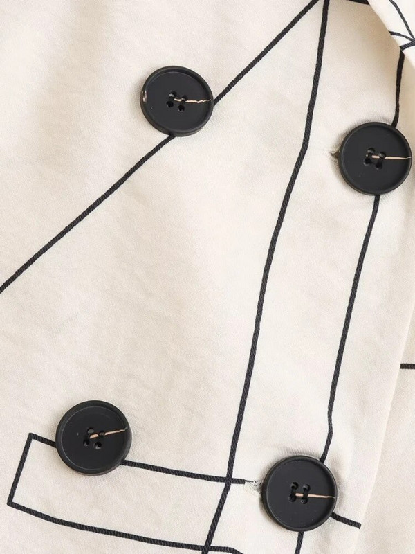 KONDALA Vintage odijela s geometrijskim printom Ženska moda za jesen 2023. Preveliki sako s V izrezom + elegantni kompleti širokih hlača visokog struka