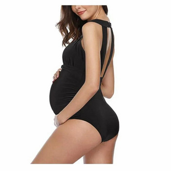 Модни плътни черни дамски бански костюми за бременни от една част Бременни мрежести шевове Секси бански костюми без гръб Bathers Premama Clothes