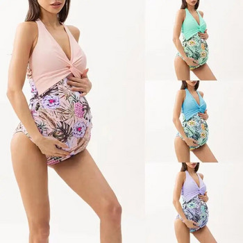 Μαγιό για έγκυες πολύχρωμες στάμπες One Piece Σετ μπικίνι Μαγιό εγκυμοσύνης Beach Wear Sexy μαγιό Γυναικεία ρούχα