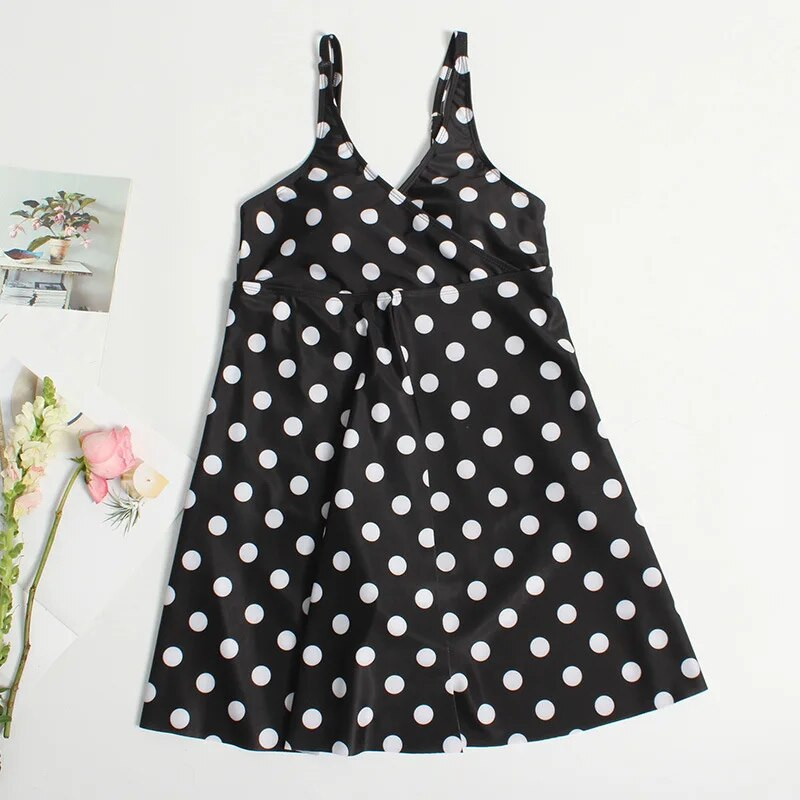 Nėščios motinos maudymosi kostiumėlis Konservatyvus vientisas maudymosi kostiumėlis, raižytas sijonas su taškeliais paplūdimio drabužiai Moteriški maudymosi kostiumėliai nėščiosioms