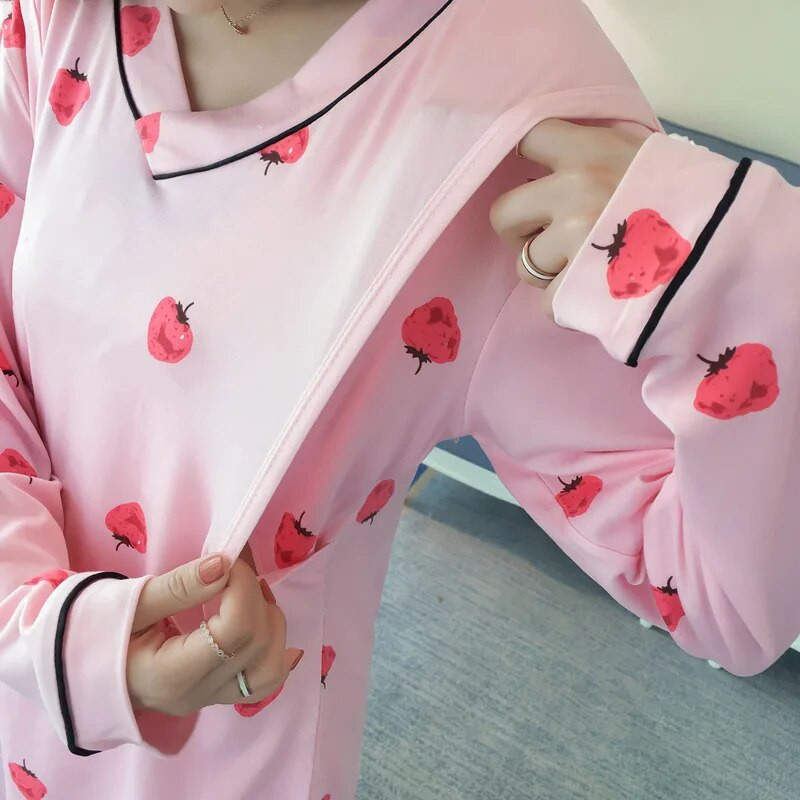 2024 tavaszi szülés utáni női szoptató pizsama szettek nyári szoptatási ruhakészletek divatos nyomtatott kismama hálóruha, laktáció