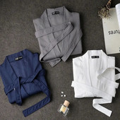 Lovers Vasaras kokvilnas vafeļu halāti Sieviešu/Vīriešu Plus Liela izmēra Uzsūcošs Ātri žūstošs Peldmētelis Vīriešu/Sieviešu Peignoir Halāts