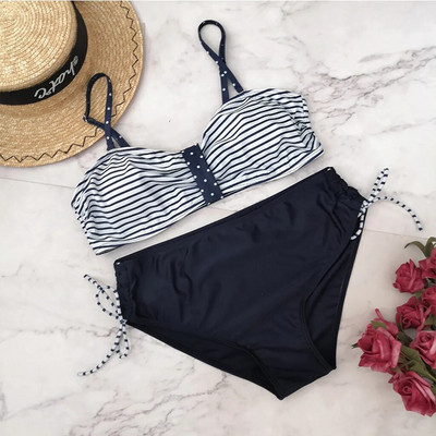 2 komada ženskih bikinija za trudnice s otisnutim prugama Kupaći kostim Bikini set Odjeća za plažu Kupaći kostim za trudnice Kupaći kostim za kupanje