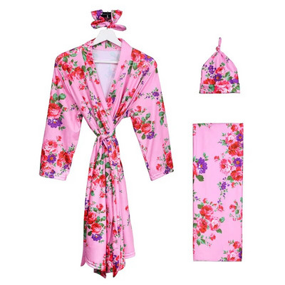 Femei însărcinate cămașă de noapte care alăptează Lenjerie de noapte Pijamale pentru viitoarea mamă pentru sarcină Pătură înfășată pentru înfășurare Pătură bentită Pălărie Seturi 4 buc.