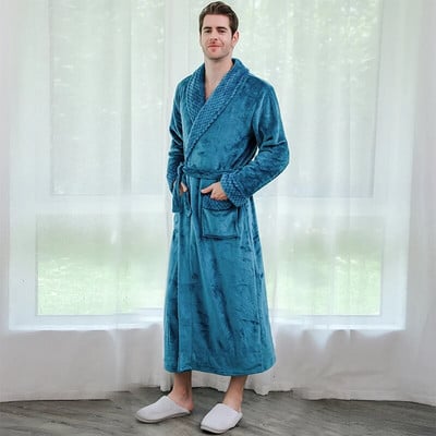 Nauji Vyriški Moteriški Žieminiai Itin Ilgi Kailiai Storas Flanelinis Šiltas Chalatas Vyriškas Prabangus Terminės vonios chalatas Minkštas chalatas Vyriški chalatai