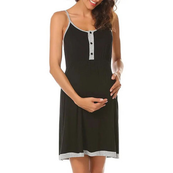 Νυχτικό 2023 Νοσηλευτικό Γυναικείο φόρεμα εγκυμοσύνης με κουμπιά Νυχτικό Αμάνικο Θηλασμό Πυζά Νοσοκομειακή τουαλέτα