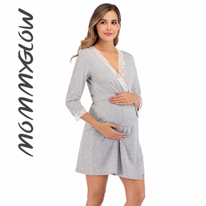 Kismama köntös kórházi hálóinghez terhes nők szoptató hálóruha pizsama csipke hálóruha Ropa Mujer Embarazada Premama öltönyök