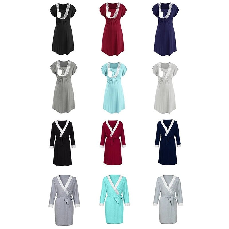 Kismama köntös kórházi hálóinghez terhes nők szoptató hálóruha pizsama csipke hálóruha Ropa Mujer Embarazada Premama öltönyök