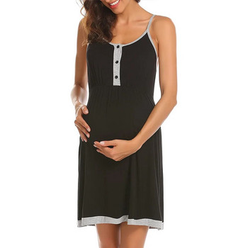 2023 Нощница за кърмачки Дамска рокля за бременни Нощница с копчета без ръкави Спално облекло за кърмене Болнична рокля