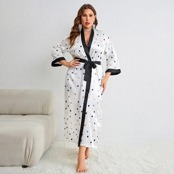 XL-5XL Голям размер Булчинска рокля за халат Дамски халат Дамски халат Дълго кимоно Нощни ризи Домашно облекло Спално облекло Спално облекло