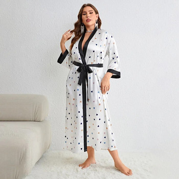 XL-5XL Голям размер Булчинска рокля за халат Дамски халат Дамски халат Дълго кимоно Нощни ризи Домашно облекло Спално облекло Спално облекло