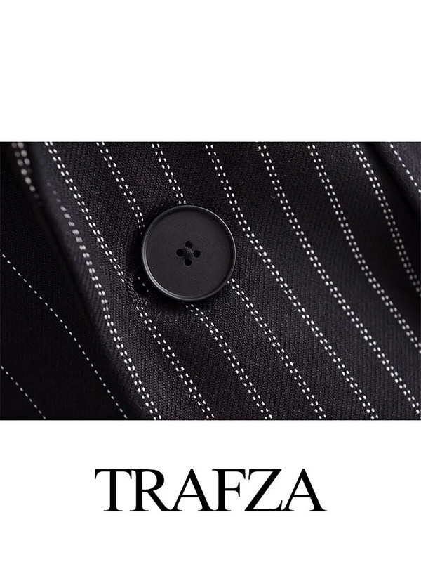 TRAFZA 2024 Ženske jesenske prevelike jakne Kaput Odijelo Uredski ženski sako Elegantna vanjska odjeća Ženska prugasta jakna sako