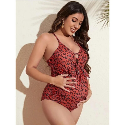 Seksi kupaći kostimi za trudnice Ženski jednodijelni kupaći kostimi Ljetni kupaći kostim dubokog V izreza s volanima Jednodijelni jednodijelni bikini