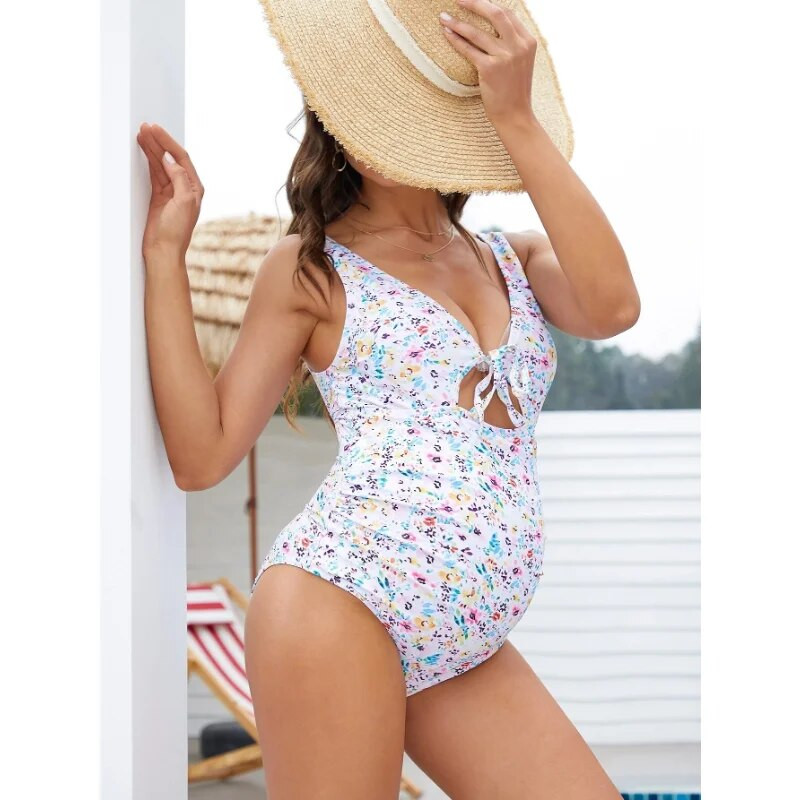 Bikini odjeća za trudnice za trudnice Šuplji kupaći kostimi Jednodijelni kupaći kostimi s leptir mašnom za trudnice Premama kupaći kostimi