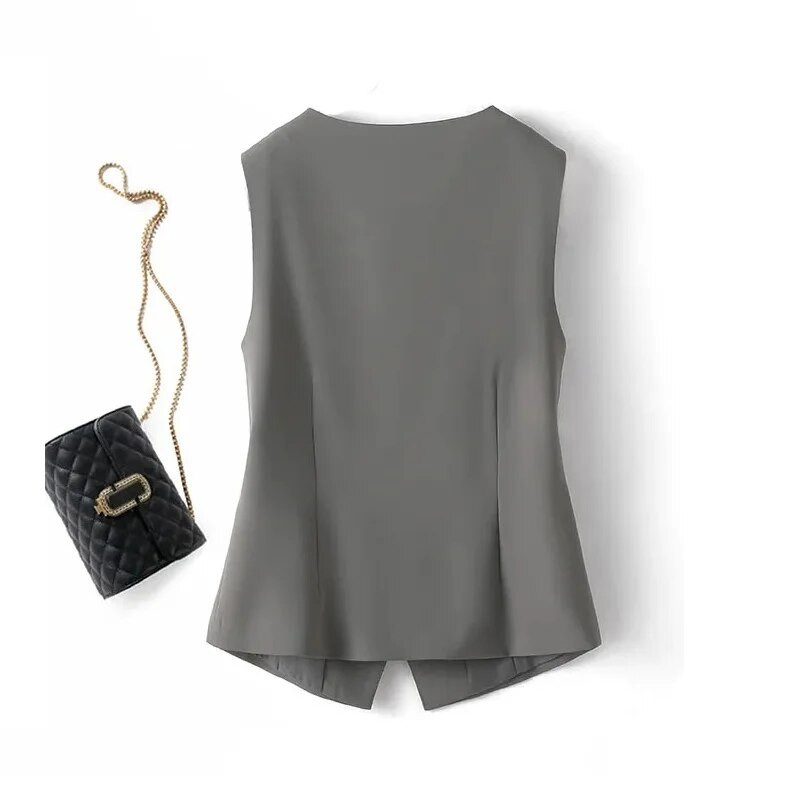 Új, 2023-as divat tavaszi őszi rövid mellény, koreai, bő, ujjatlan, alkalmi női mellény béléssel Mellény dzseki női felsők