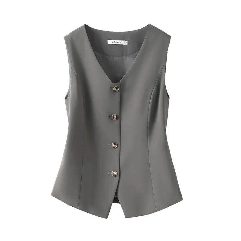 Új, 2023-as divat tavaszi őszi rövid mellény, koreai, bő, ujjatlan, alkalmi női mellény béléssel Mellény dzseki női felsők