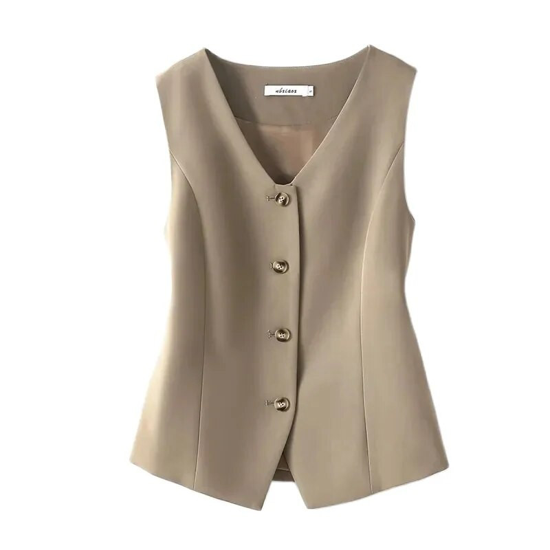 Új, 2023-as divat tavaszi őszi rövid mellény, koreai, bő, ujjatlan, alkalmi női mellény béléssel Mellény dzseki női felsők